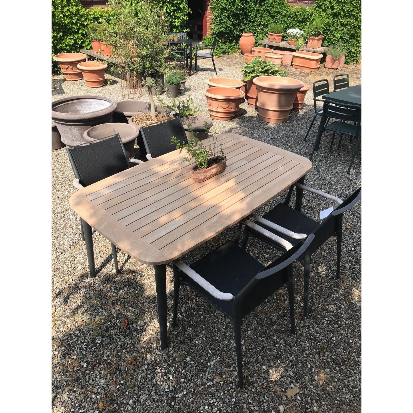 Charlie spisebord + 4 Carla stole, teak/antracite