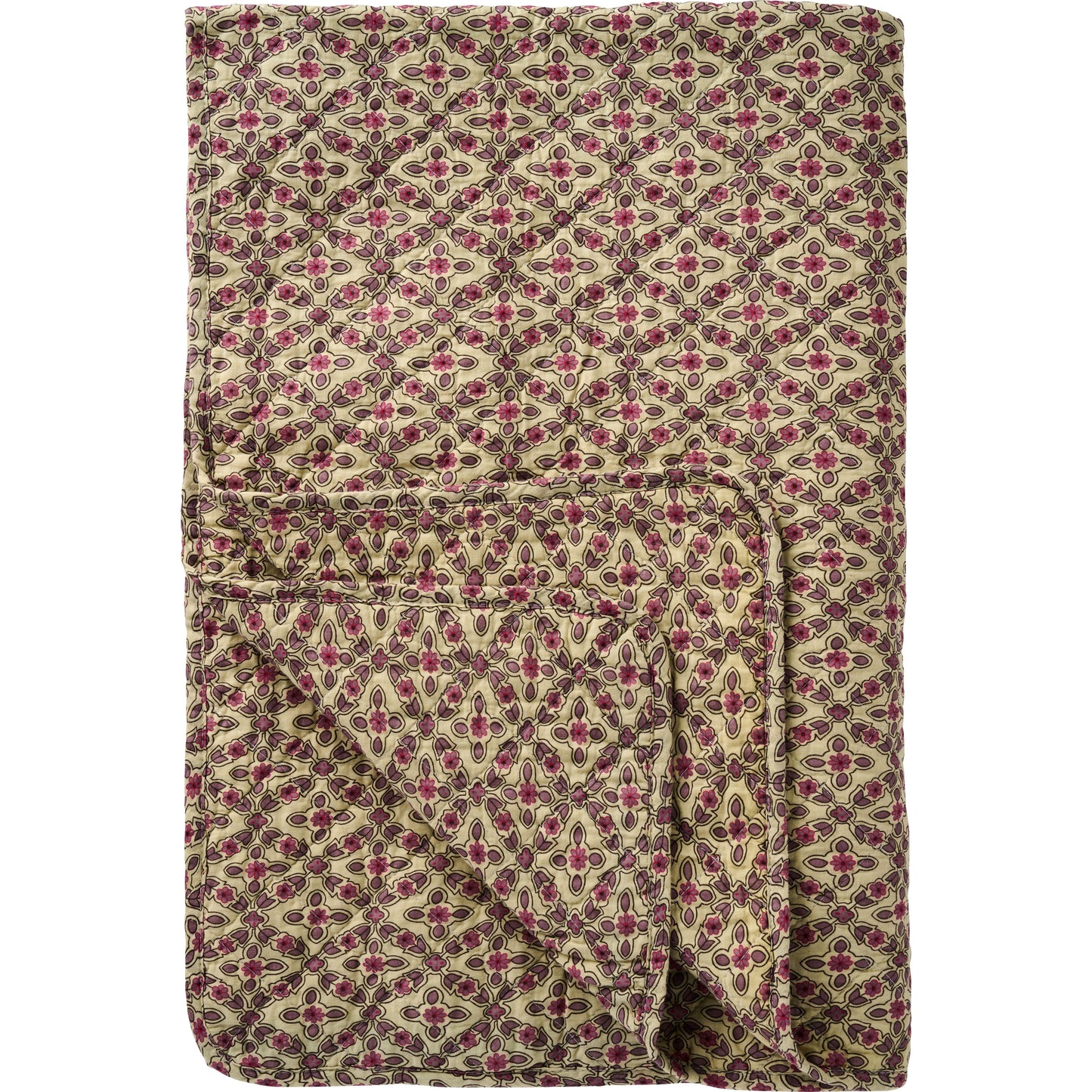 Quilt tæppe, hindbær og lilla rudemønster