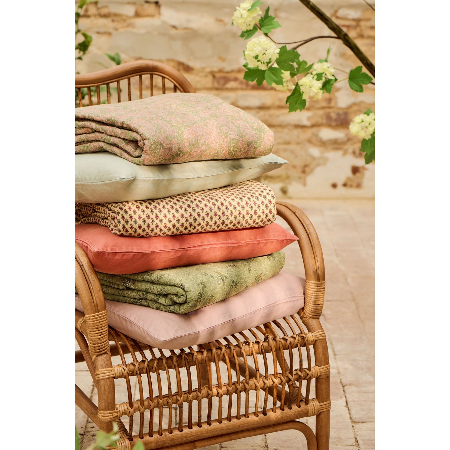 Quilt tæppe, grønt og rosa paislymønster